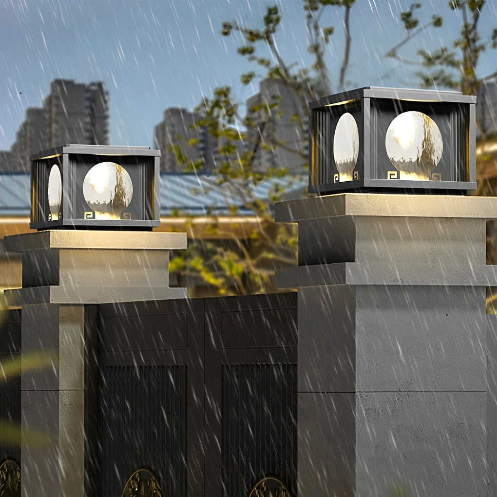 Square &amp; Round Waterproof LED Black Solar Fence Post Lamps