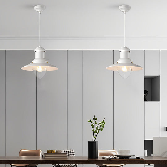 Round Retro Metal Hat Industrial Style Small Chandelier Pendant Light