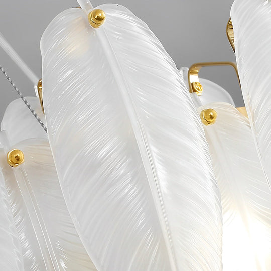 Glass Feathers Three Step Dimming Post Modern Chandelier Dining Room Light