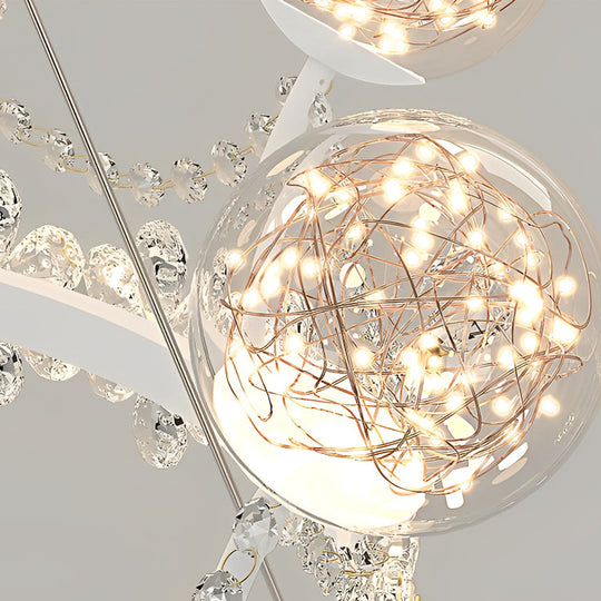 Flower Decor Crowns Crystal Glass Three-Step Dimming Nordic Chandelier
