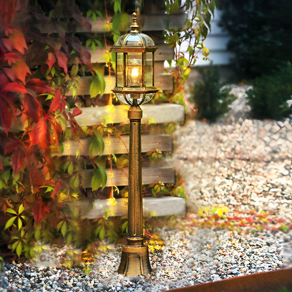 Vintage Golden LED Outdoor Pathway Light European Lawn Lamp