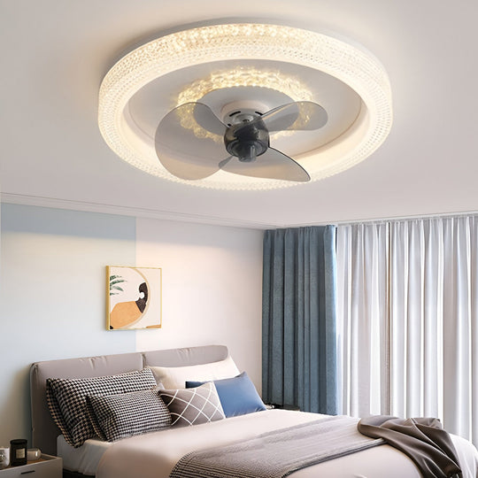 Round 360° Rotatable Stepless Dimming LED Ceiling Fan Light