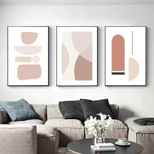 Muted Earth Tones Geometric Abstract Canvas Wall Art