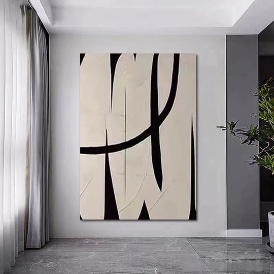 Black Beige Abstract Minimalist Canvas Wall Art