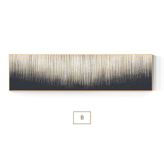 Abstract Neutral Color Fine Line Wide Format Canvas Wall Art Unframed