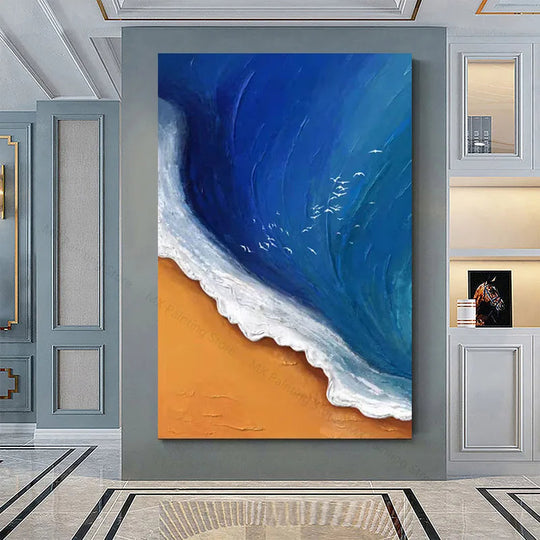Abstract Blue Ocean Coastal Canvas Wall Art