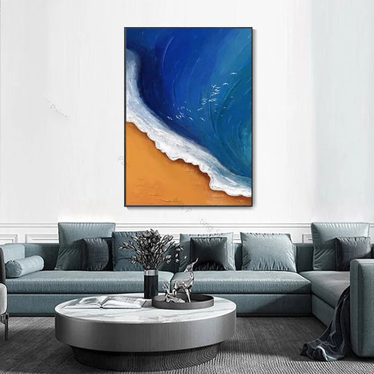 Abstract Blue Ocean Coastal Canvas Wall Art