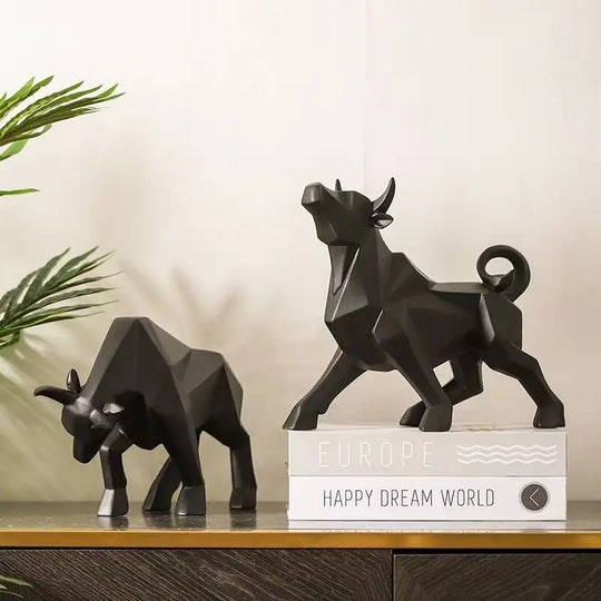 Abstract Geometric Bull Statue Resin Decorative Sculpture