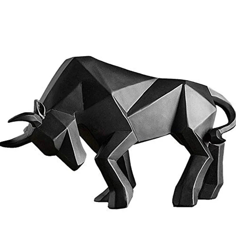 Abstract Geometric Bull Statue Resin Decorative Sculpture