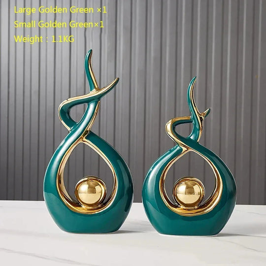 Abstract Ceramic Golden Orb Sculpture Light Luxury Decor