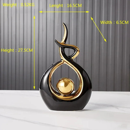 Abstract Ceramic Golden Orb Sculpture Light Luxury Decor