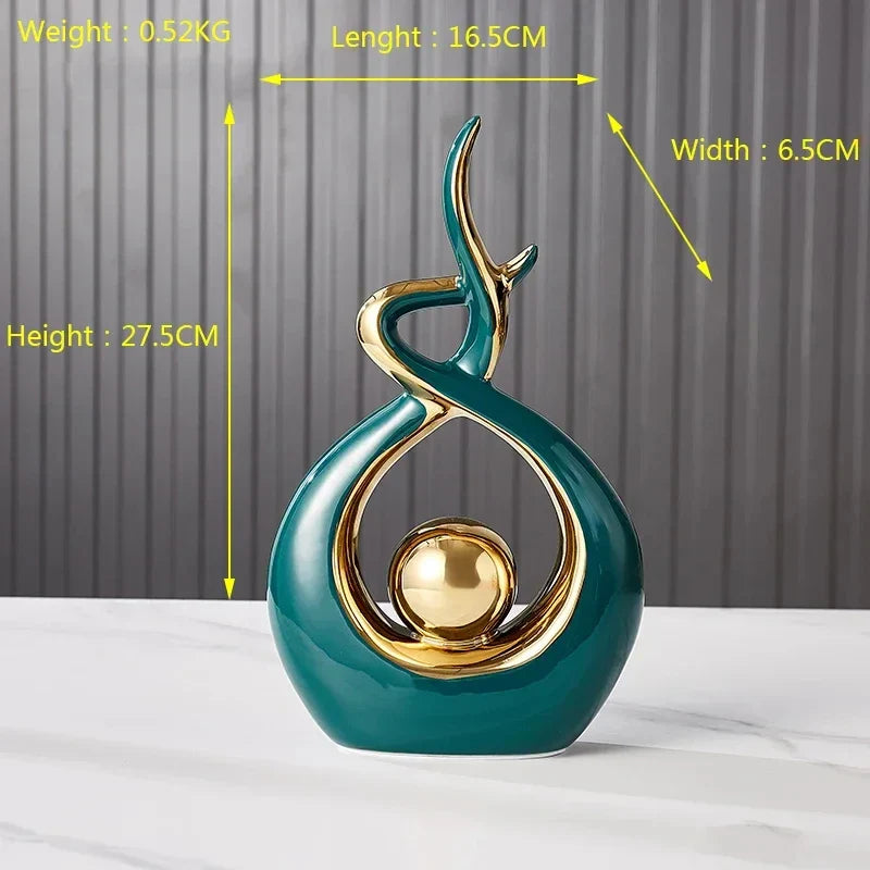 Abstract Ceramic Golden Orb Sculpture Light Luxury Decor