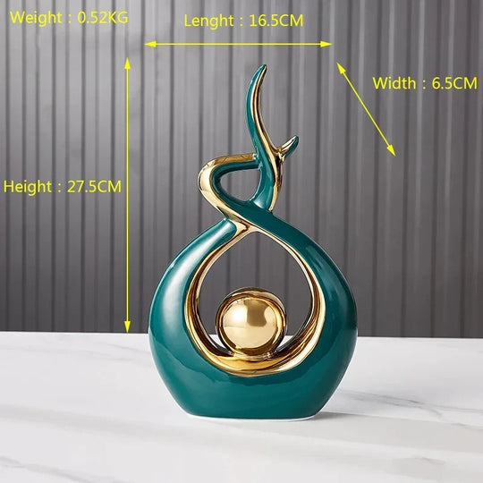 Abstract Ceramic Golden Orb Sculpture Light Luxury Decor