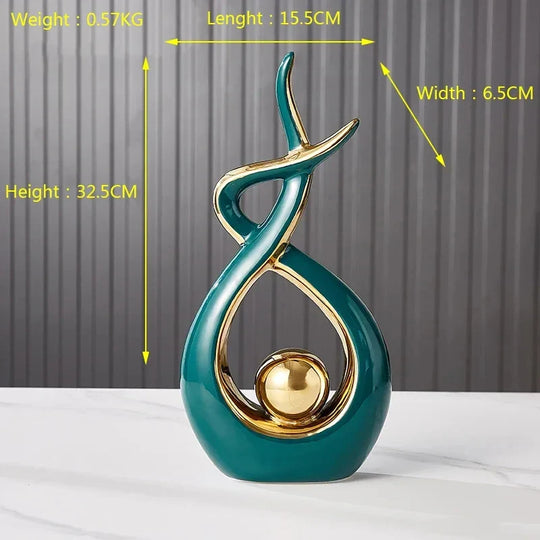 Abstract Ceramic Golden Orb Sculpture Light Luxury Decor