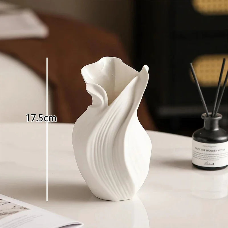 Abstract Ceramic Nordic Sculptured Floral Vase 17.5cm