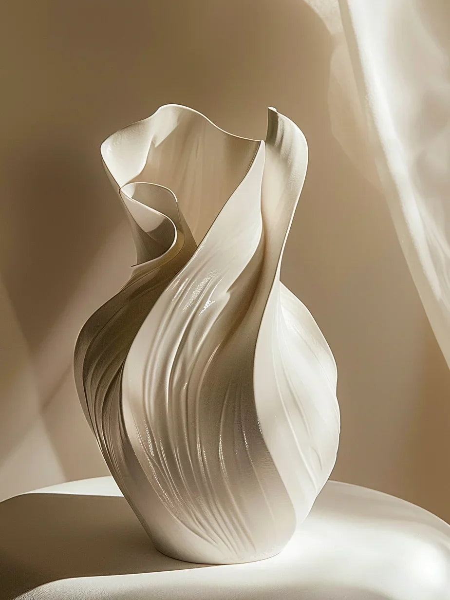 Abstract Ceramic Nordic Sculptured Floral Vase 17.5cm