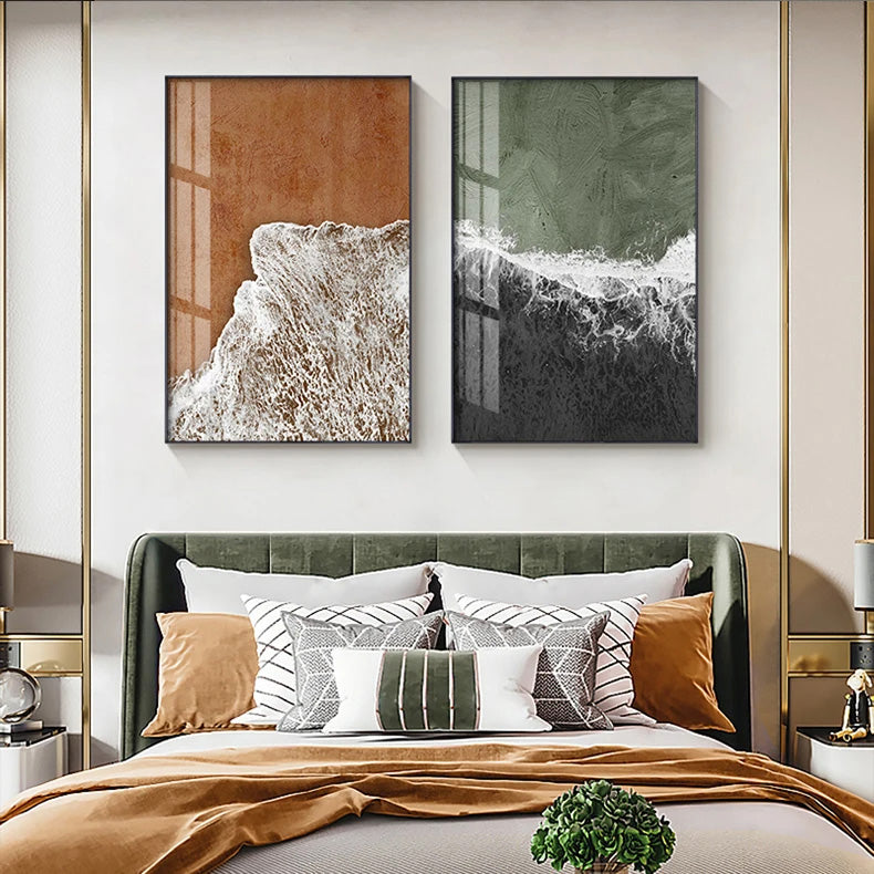 Abstract Coastal Beach Landscape Canvas Wall Art Unframed