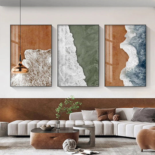 Abstract Coastal Beach Landscape Canvas Wall Art Unframed