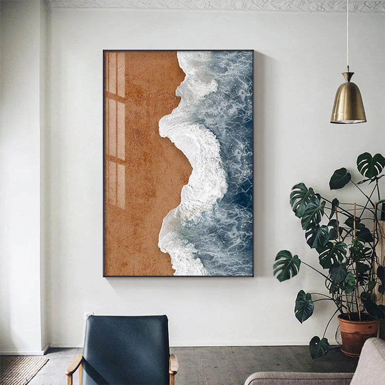 Abstract Coastal Beach Landscape Canvas Wall Art Unframed