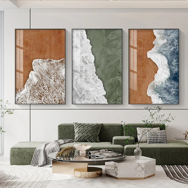 Abstract Coastal Beach Landscape Canvas Wall Art Unframed