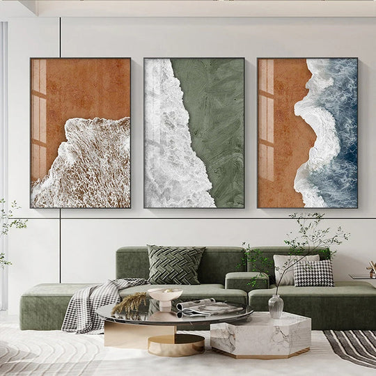 Abstract Coastal Beach Landscape Canvas Wall Art Unframed