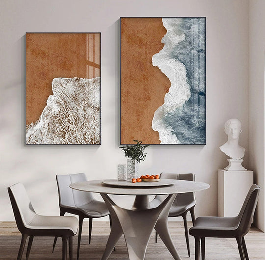 Abstract Coastal Beach Landscape Canvas Wall Art Unframed
