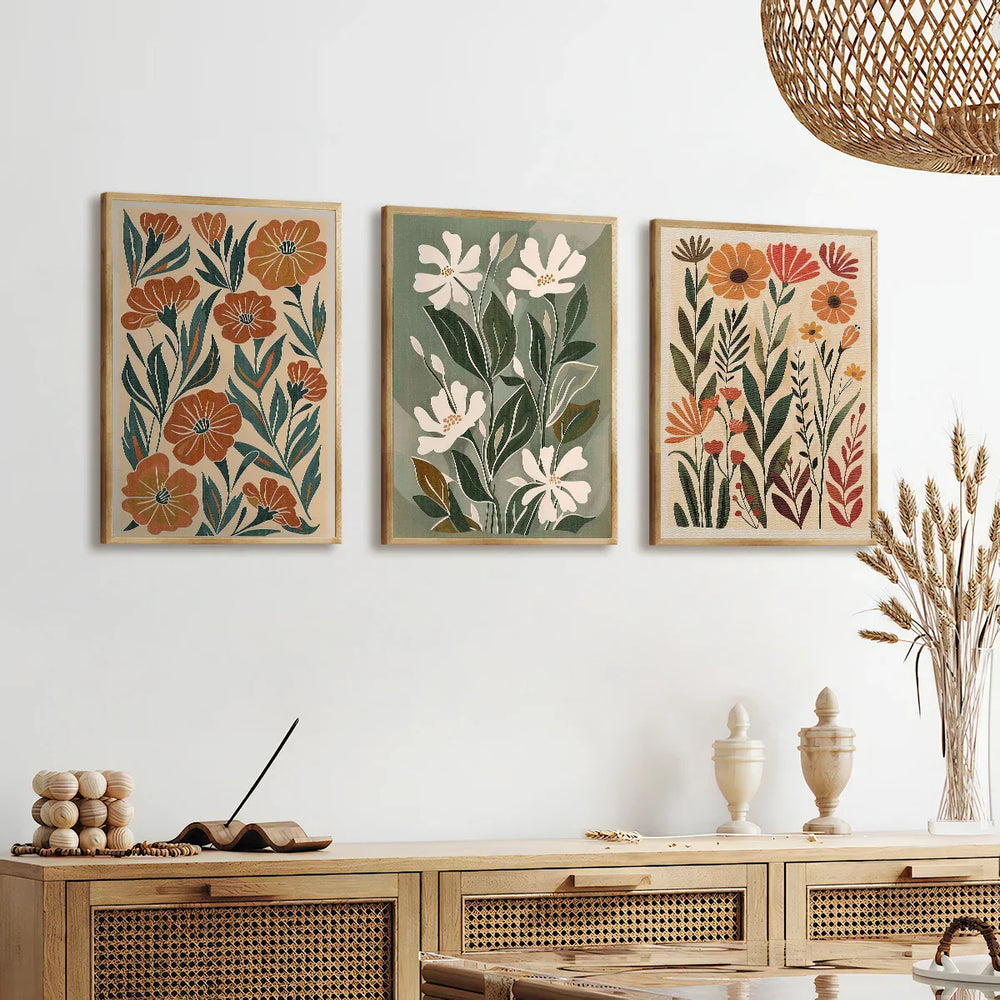 Abstract Floral Wildflower Botanical Canvas Wall Art