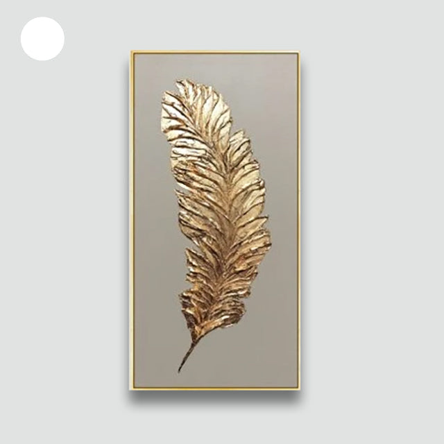 Abstract Golden Feather Canvas Wall Art