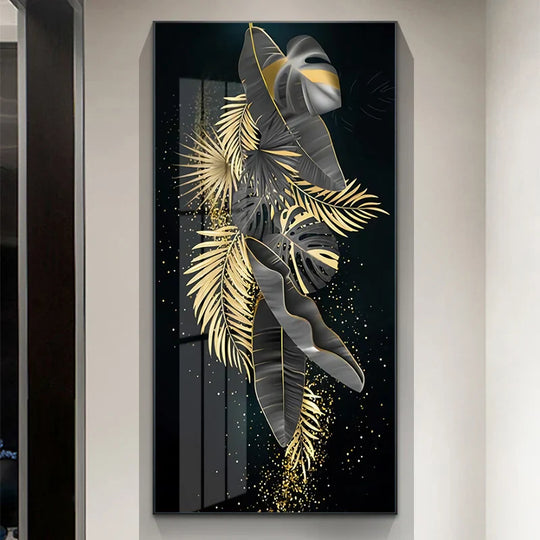 Abstract Golden Tree Auspicious Canvas Wall Art Unframed