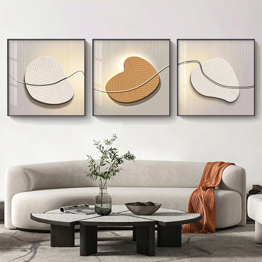 Nordic Stone Pebbles Square Abstract Canvas Wall Art Unframed