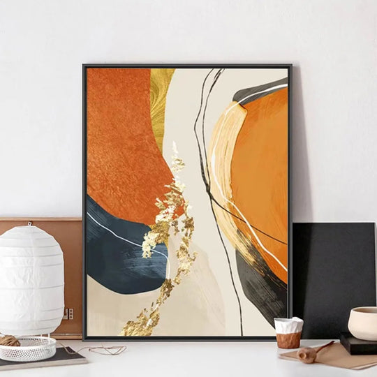 Abstract Orange Nordic Canvas Wall Art Fine Art Print