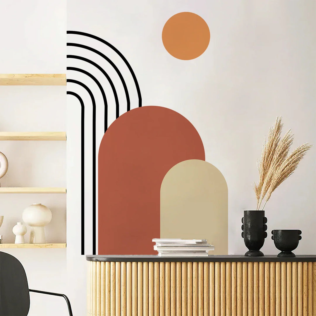Abstract Rainbow Sun Arch Wall Mural For Home Decor