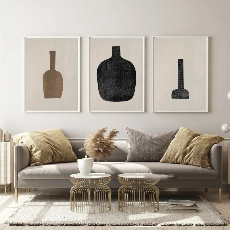 Abstract Still Life Vases Minimalist Canvas Wall Art Print