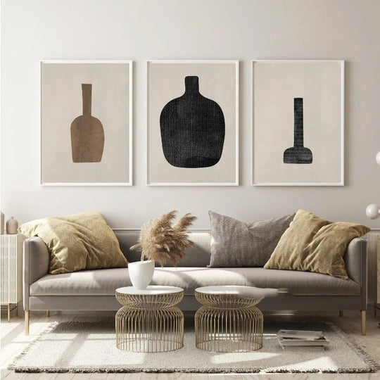 Abstract Still Life Vases Minimalist Canvas Wall Art Print