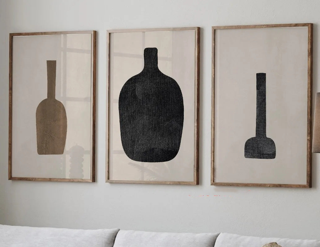 Abstract Still Life Vases Minimalist Canvas Wall Art Print
