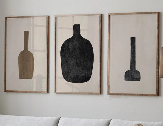 Abstract Still Life Vases Minimalist Canvas Wall Art Print