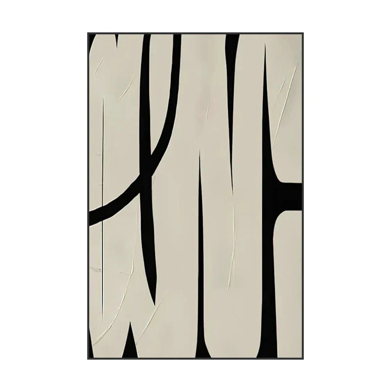Black Beige Abstract Minimalist Canvas Wall Art