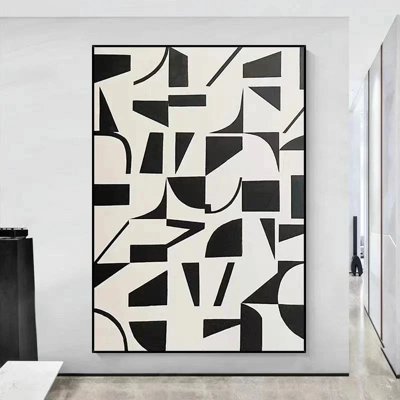 Black Beige Abstract Minimalist Canvas Wall Art
