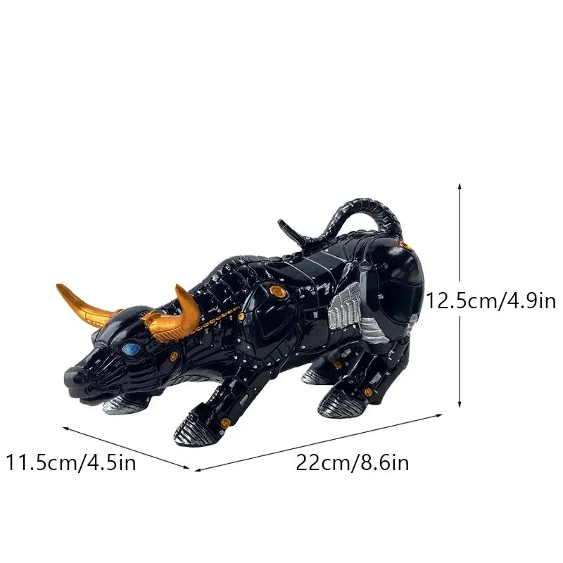 Auspicious Golden Bull Figurine Resin Wealth Decor Accent