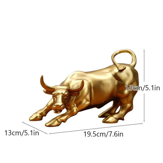 Auspicious Golden Bull Figurine Resin Wealth Decor Accent