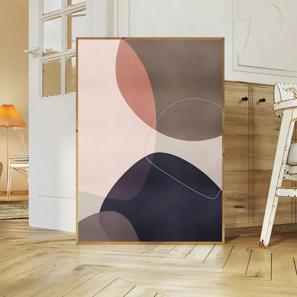 Balanced Asymmetric Abstract Canvas Wall Art Muted Tones
