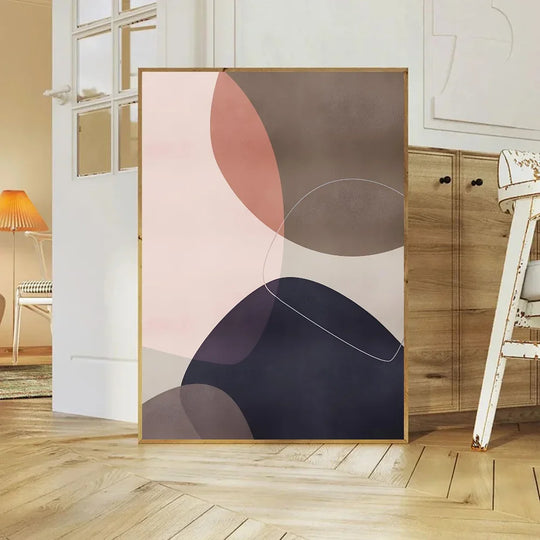 Balanced Asymmetric Abstract Canvas Wall Art Muted Tones