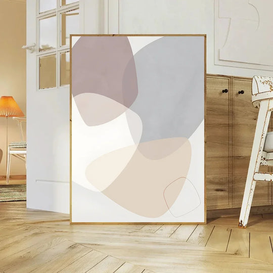 Balanced Asymmetric Abstract Canvas Wall Art Muted Tones