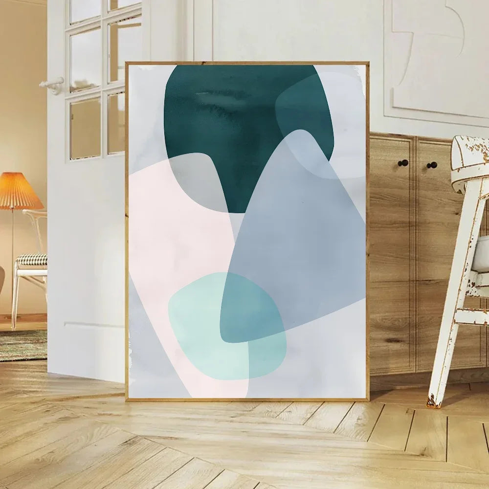 Balanced Asymmetric Abstract Canvas Wall Art Muted Tones