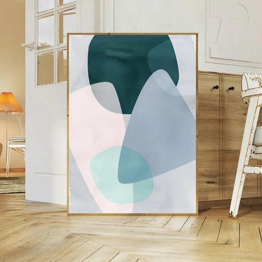 Balanced Asymmetric Abstract Canvas Wall Art Muted Tones