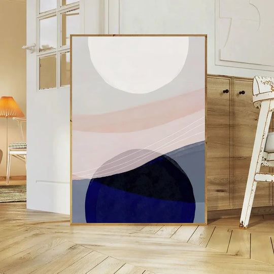 Balanced Asymmetric Abstract Canvas Wall Art Muted Tones