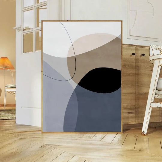 Balanced Asymmetric Abstract Canvas Wall Art Muted Tones