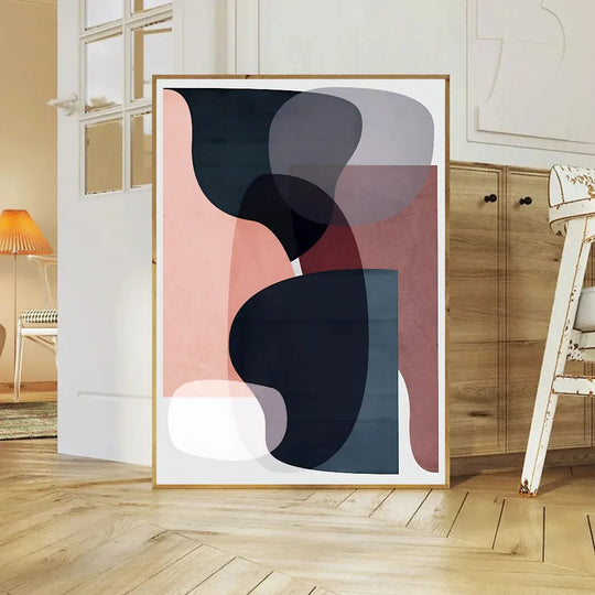 Balanced Asymmetric Abstract Canvas Wall Art Muted Tones