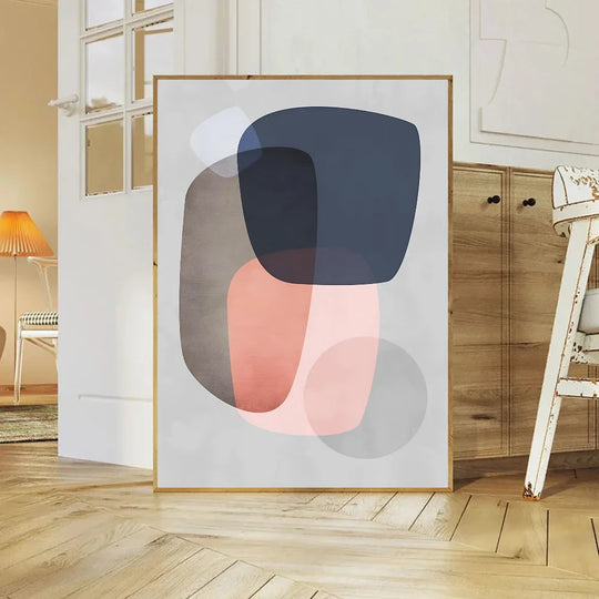 Balanced Asymmetric Abstract Canvas Wall Art Muted Tones