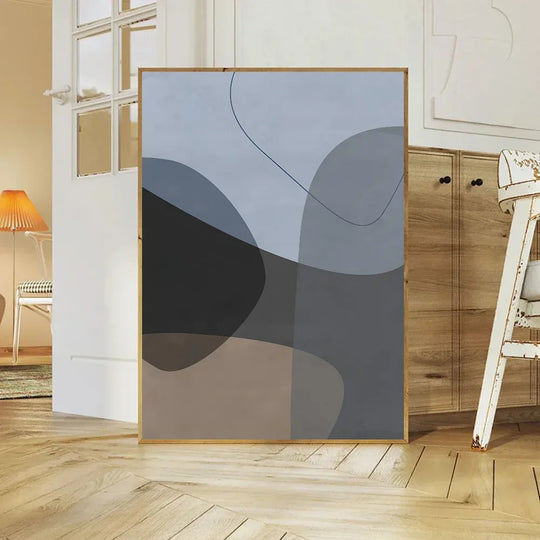 Balanced Asymmetric Abstract Canvas Wall Art Muted Tones